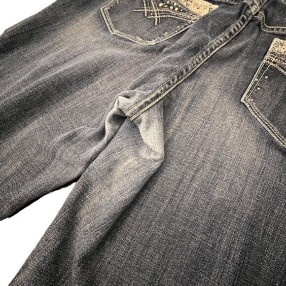 Chico Platinum Jeans Women Size 2 Blue Denim Dark Wash‎ Straight W35 L26.5 BLING - Picture 15 of 16